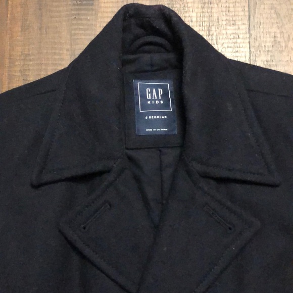 GAP boys EUC Quilted, warm deep navy blue pea coat - Picture 3 of 12